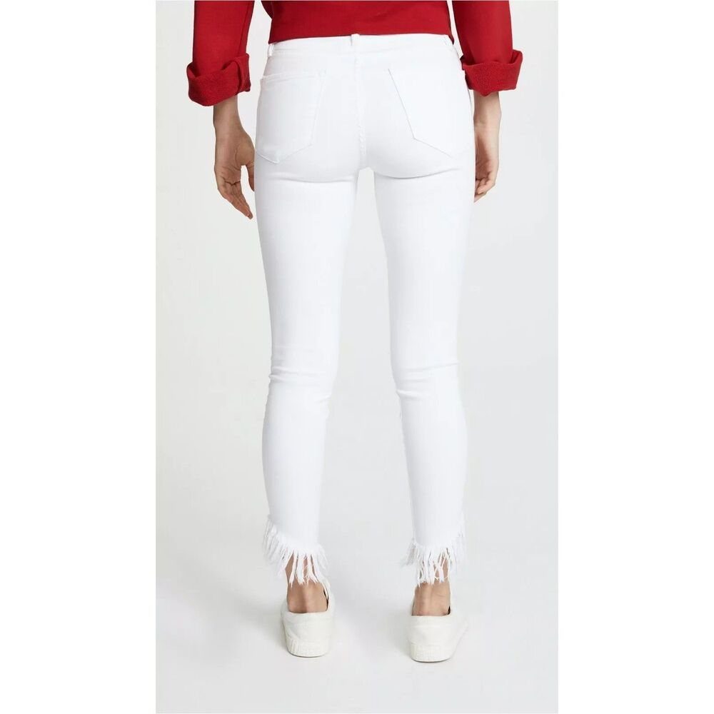 Frame Denim Le High Skinny White Raw Shredded Hem Jeans 28